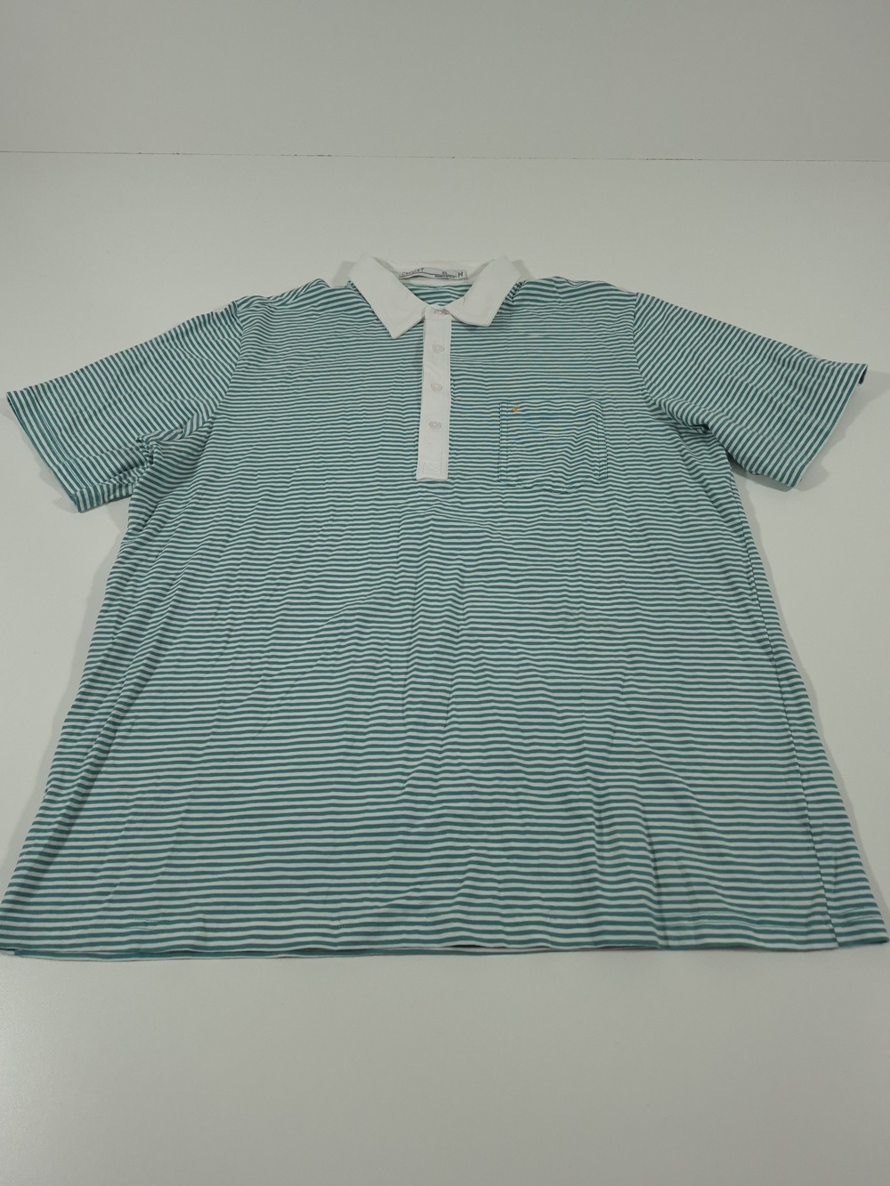 Criquet Polo Shirt Mens XL Green Striped Pima Cotton Pocket Golf Jersey
